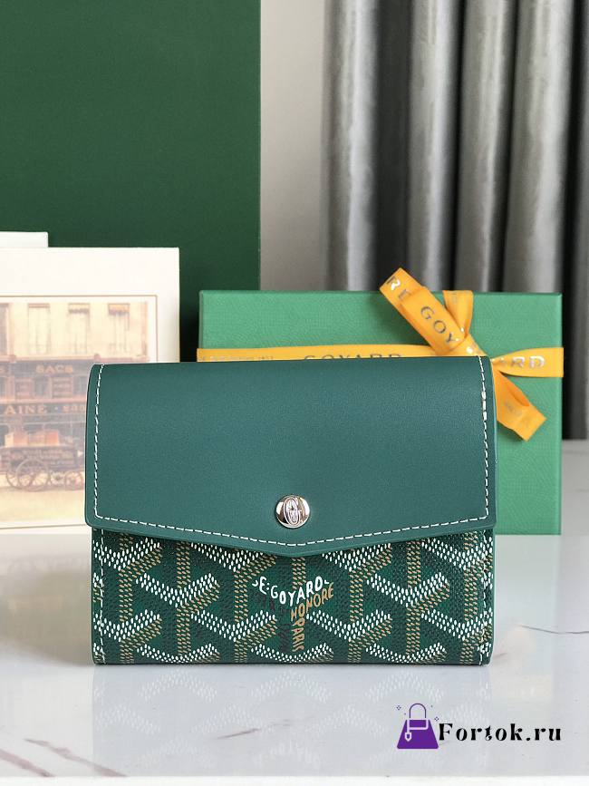 Fortok Goyard Saint-Gabriel Wallet Green 12×2.5×9.3cm - 1