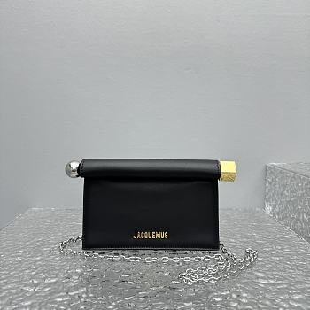 Fortok Jacquemus Black 'la Petite Pochette Rond Carre' Shoulder Bag 20×7×14cm 