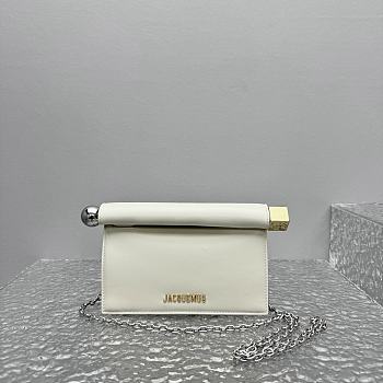 Fortok Jacquemus White 'la Petite Pochette Rond Carre' Shoulder Bag 20×7×14cm 