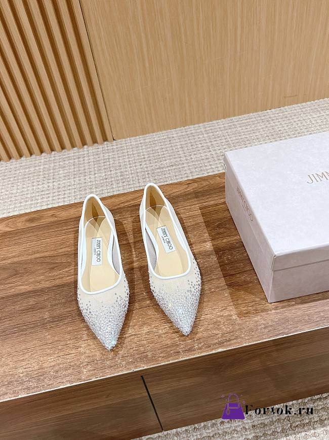 Fortok Jimmy Choo Crystal Embellished Pumps White - 1