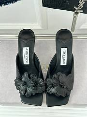 Fortok Jimmy Choo Flower High-heeled Slippers Black - 1