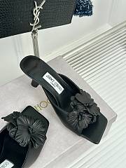 Fortok Jimmy Choo Flower High-heeled Slippers Black - 6