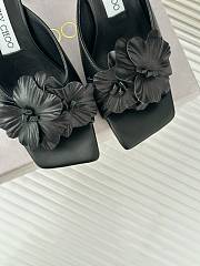 Fortok Jimmy Choo Flower High-heeled Slippers Black - 4