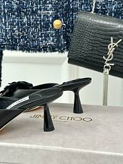 Fortok Jimmy Choo Flower High-heeled Slippers Black - 2