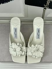 Fortok Jimmy Choo Flower High-heeled Slippers White - 1