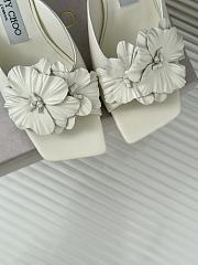 Fortok Jimmy Choo Flower High-heeled Slippers White - 6