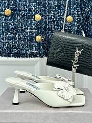 Fortok Jimmy Choo Flower High-heeled Slippers White - 5
