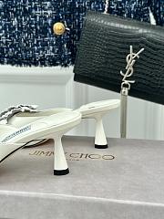 Fortok Jimmy Choo Flower High-heeled Slippers White - 4