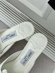 Fortok Jimmy Choo Flower High-heeled Slippers White - 3