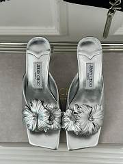 Fortok Jimmy Choo Flower High-heeled Slippers Silver - 1