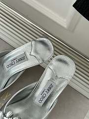 Fortok Jimmy Choo Flower High-heeled Slippers Silver - 5