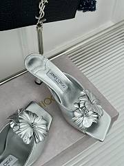 Fortok Jimmy Choo Flower High-heeled Slippers Silver - 2