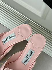 Fortok Jimmy Choo Flower High-heeled Slippers Pink - 3