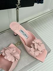 Fortok Jimmy Choo Flower High-heeled Slippers Pink - 5
