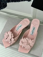 Fortok Jimmy Choo Flower High-heeled Slippers Pink - 2