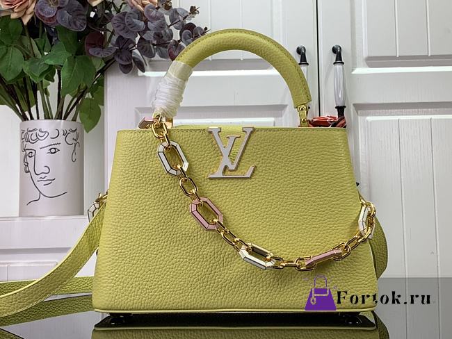 Fortok Louis Vuitton Capucines Bag Yellow Taurillon Leather M25232 27x18x9cm - 1