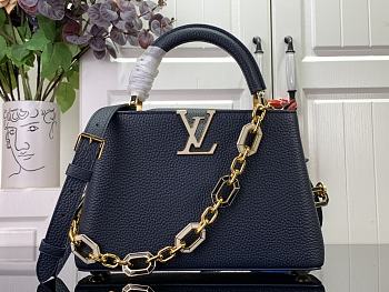 Fortok Louis Vuitton Capucines Bag Blue Navy Taurillon Leather M25211 27x18x9cm