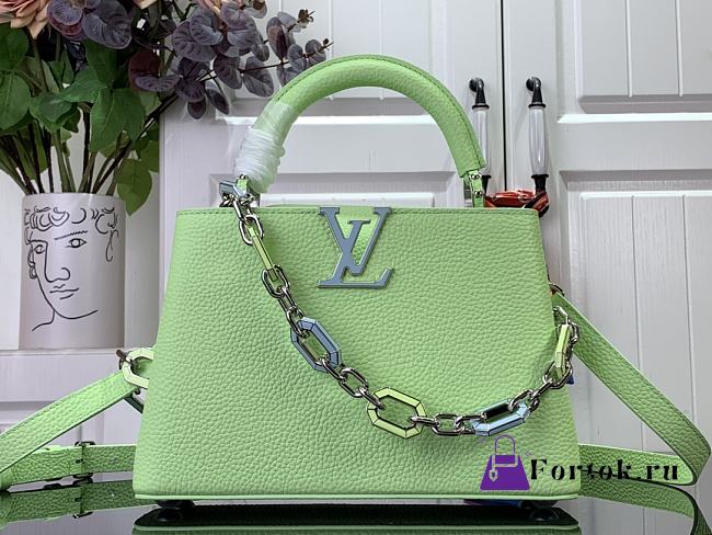Fortok Louis Vuitton Capucines Bag Green Taurillon Leather M25232 27x18x9cm - 1