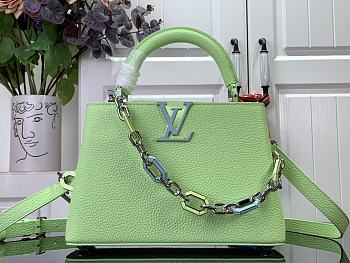 Fortok Louis Vuitton Capucines Bag Green Taurillon Leather M25232 27x18x9cm