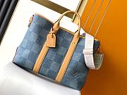 Fortok Louis Vuitton Weekend Tote Bag Blue Damier Denim 3D Cotton Canvas N40702 43x34x17.5cm  - 1