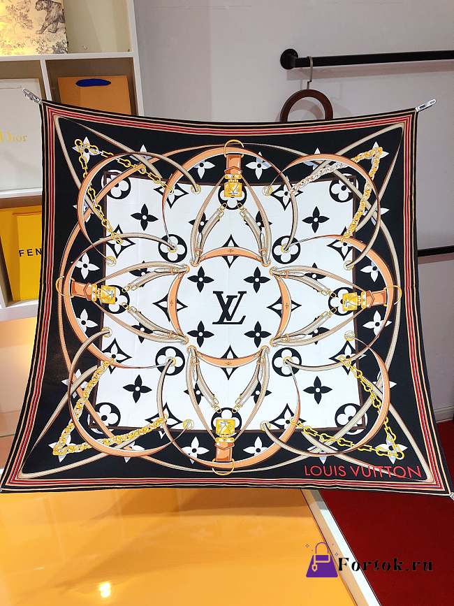 Fortok Louis Vuitton Ultimate 90 Square Silk Scarf Black  - 1