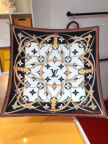 Fortok Louis Vuitton Ultimate 90 Square Silk Scarf Black 