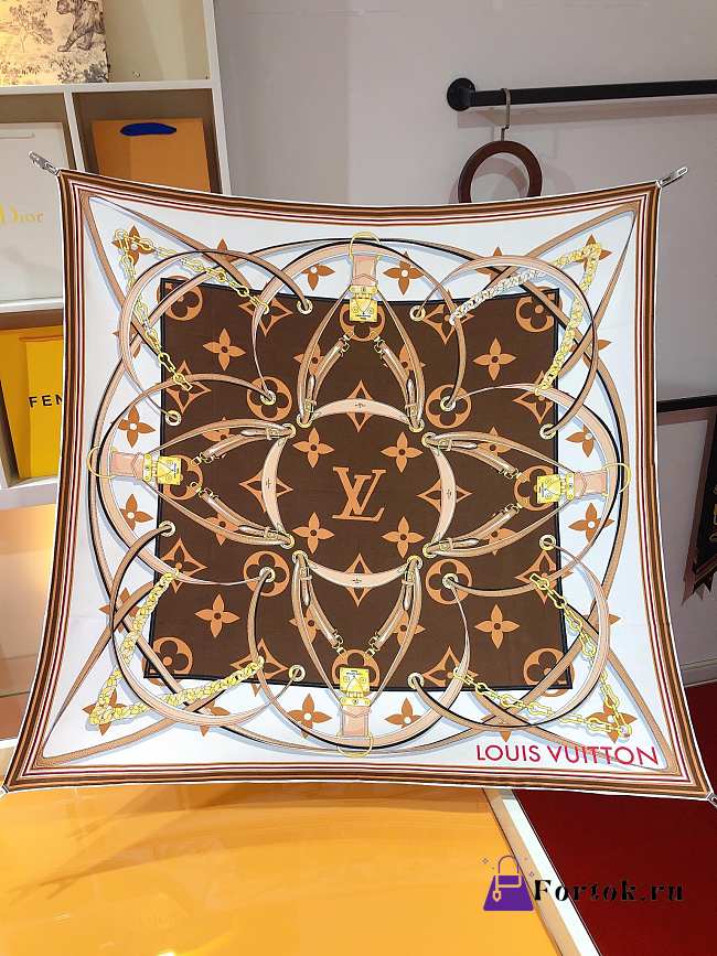 Fortok Louis Vuitton Ultimate 90 Square Silk Scarf Brown - 1