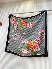 Fortok Gucci Floral Silk Square Scarf Black 90x90cm - 5