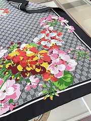 Fortok Gucci Floral Silk Square Scarf Black 90x90cm - 4