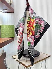 Fortok Gucci Floral Silk Square Scarf Black 90x90cm - 2