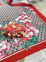 Fortok Gucci Floral Silk Square Scarf Red 90x90cm - 3