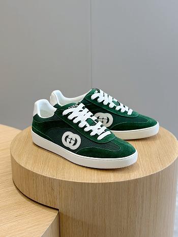 Fortok Gucci Interlocking Double G Couple Sneakers Green Suede