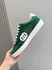 Fortok Gucci Interlocking Double G Couple Sneakers Green Suede - 5