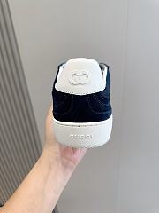 Fortok Gucci Interlocking Double G Couple Sneakers Blue Suede - 3