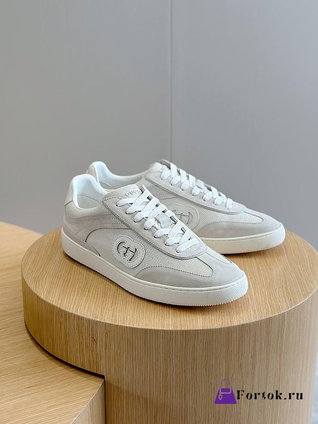 Fortok Gucci Interlocking Double G Couple Sneakers White Suede - 1