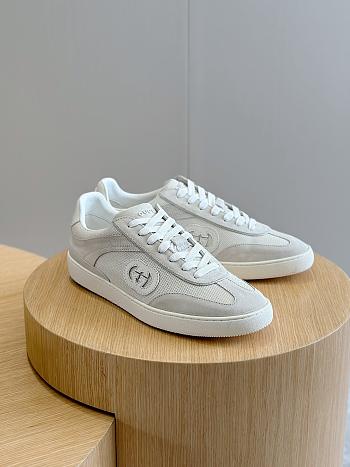 Fortok Gucci Interlocking Double G Couple Sneakers White Suede