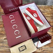 Fortok Gucci Interlocking Double G Couple Sneakers Red Suede - 4