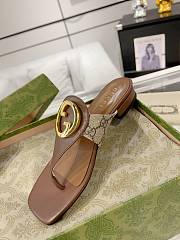 Fortok Gucci Beige & Brown Blondie Thong Sandals - 5
