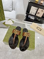 Fortok Gucci Double G Flip Flops Brown & Black - 1