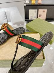 Fortok Gucci Double G Flip Flops Black & Green And Red Nylon Strap  - 6