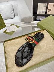 Fortok Gucci Double G Flip Flops Black & Green And Red Nylon Strap  - 4