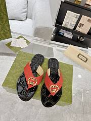 Fortok Gucci GG Thong Red Web Sandals - 1