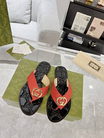 Fortok Gucci GG Thong Red Web Sandals