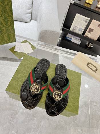 Fortok Gucci GG Thong Green & Red Nylon Web Sandals 