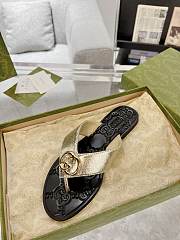 Fortok Gucci GG Thong Gold Web Sandals - 3