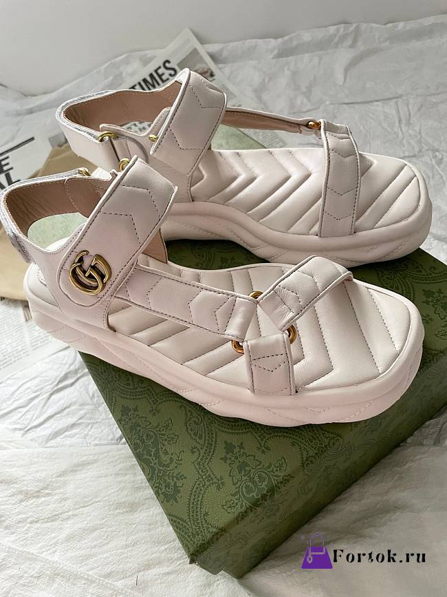 Fortok Gucci Marmont Sandals in White - 1