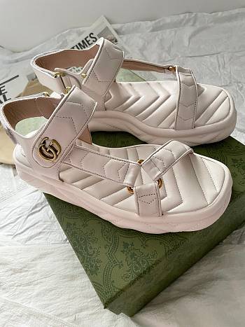 Fortok Gucci Marmont Sandals in White