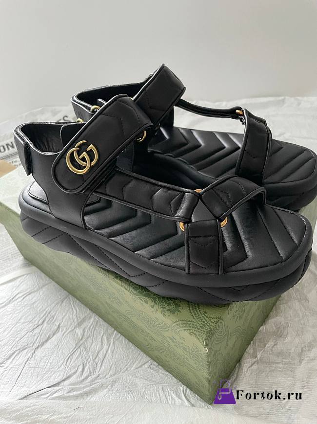 Fortok Gucci Marmont Sandals in Black - 1