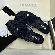 Fortok Chanel Jacquard Dark Blue Denim Flip-flops - 6