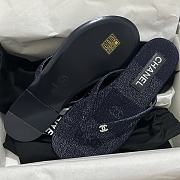 Fortok Chanel Jacquard Dark Blue Denim Flip-flops - 5